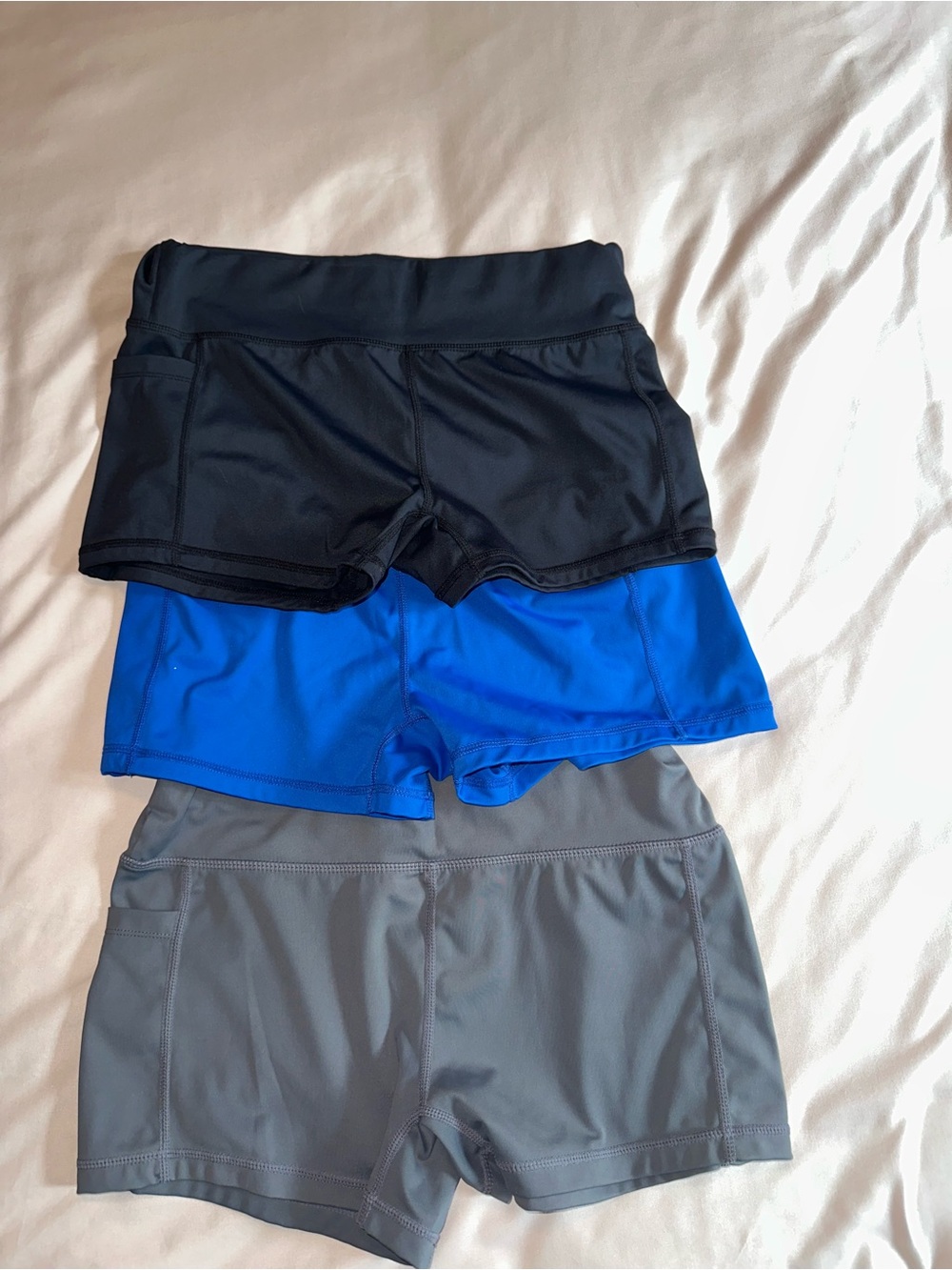 Women’s Active High-Waist Shorts - Black, Blue, Gray